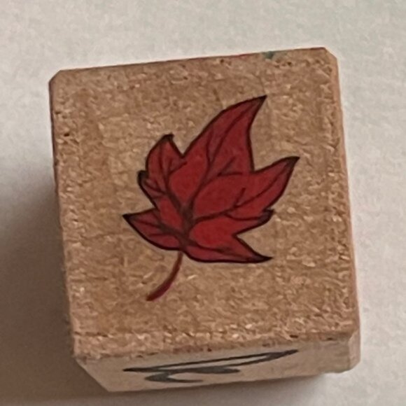 Fall Wooden Rubber Stamp Give Thanks Maple Leaf Turkey Bounty Harvent Chick 3/4 - Picture 3 of 7